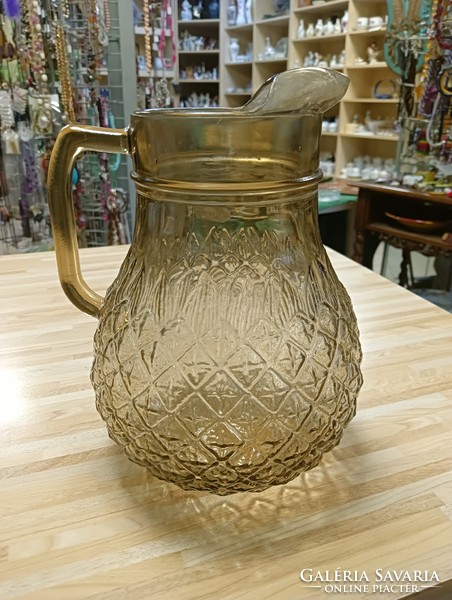 Vintage smoky brown pineapple glass jug