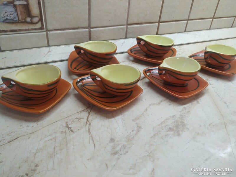 Ceramic coffee set for sale! 6 Personal full art-deco lake head coffee sets for sale!