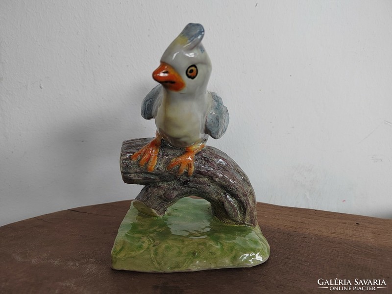 Izsépy fán ülő kerámia énekes madár figura szobor kisplasztika vintage jelzett