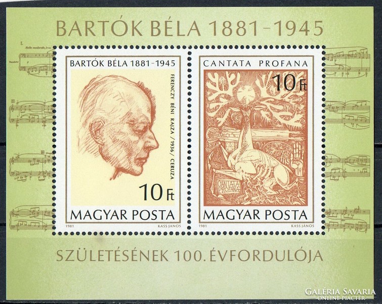 A - 034   Magyar blokkok, kisívek:  1981  Bartók