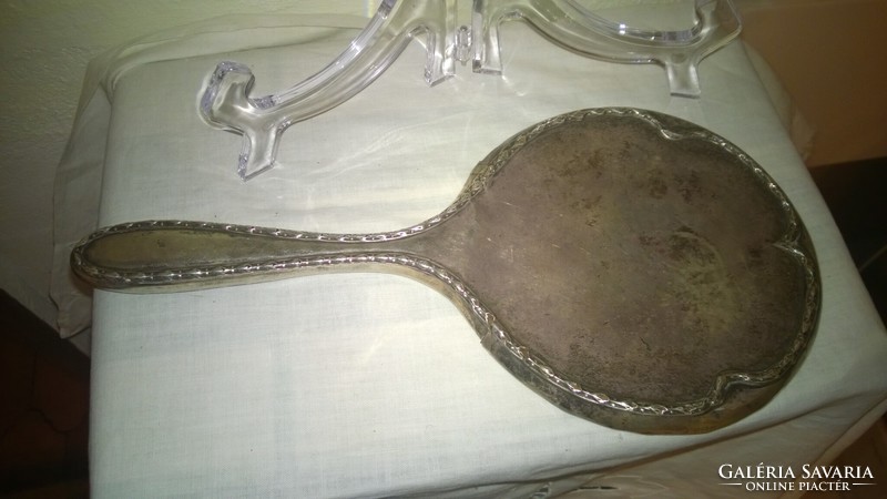 Antique silver hand mirror sheffield, with etched mirror, br. 250 g