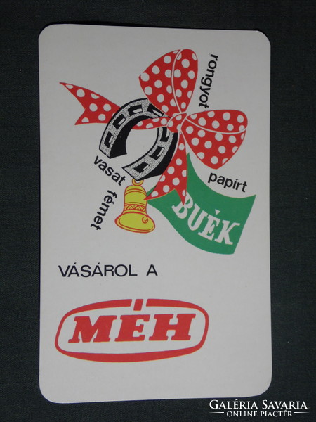 Kártyanaptár, MÉH hulladékhasznosító vállalat,grafikai rajzos,reklám , 1983,   (4)