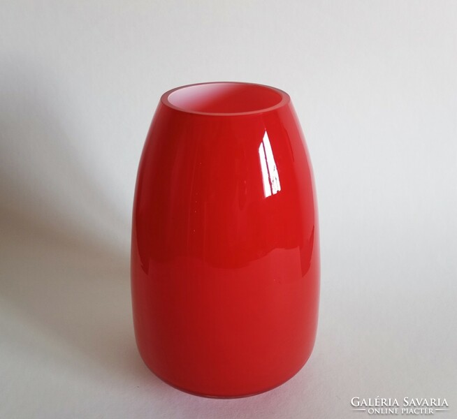 Walther gropius bauhaus 'tac02' rosenthal studio red/white glass vase 1969, rare