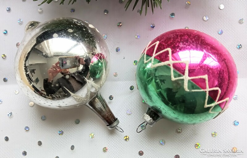 Old reflective glass sphere Christmas tree ornament 6.5-8Cm