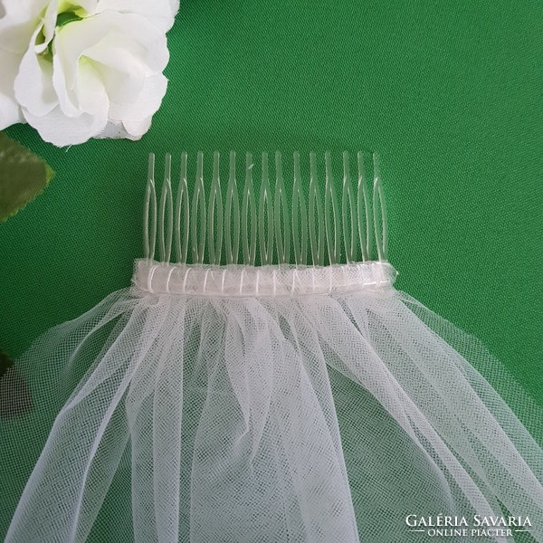 New Handcrafted 1 Ply Plain Edge Snow White Mini Bridal Veil (1.1)