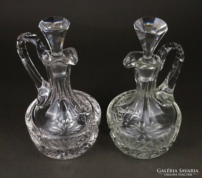 1Q054 old flawless polished oil vinegar glass pouring pair 16 cm