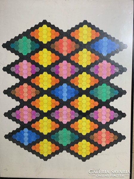 Screen print with Vasarely mark, size 80 x 60 cm rarity. 0233