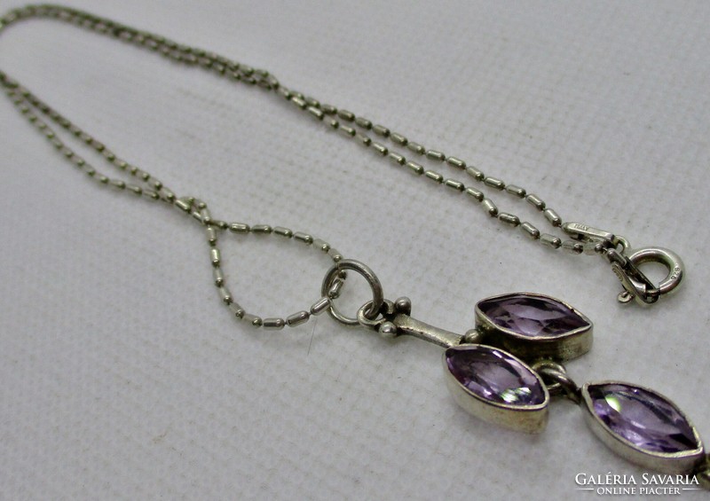 Beautiful silver necklace with genuine amethyst stones