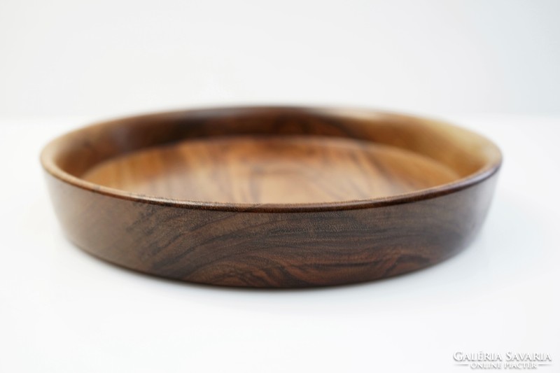 Turned wooden bread bowl / fruit tray / holder / tray / walnut wood / 25 cm