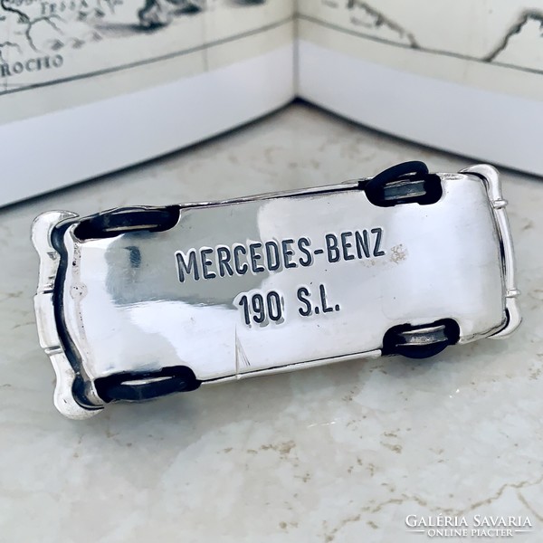 925-ös ezüst, Mercedes Benz 190 S.L. autó, magyar fémjellel ellátva, videó elérhető