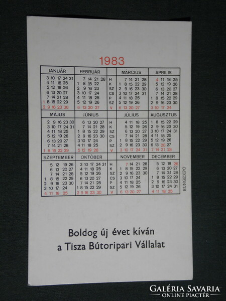 Kártyanaptár, TBV , Szolnok, Tisza bútorgyár,lakberendezés, konyhabútor 1983,   (4)