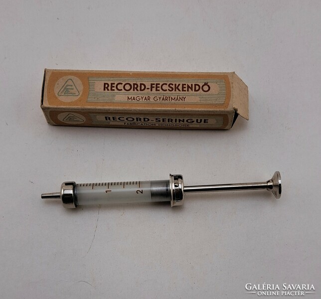 Régi üveg-fém fecskendő 5 ml Record - Mid century