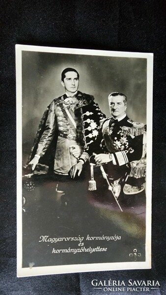 1942 Miklós Horthy + István Horthy deputy governor decorative Hungarian photo sheet contemporary photo - postcard