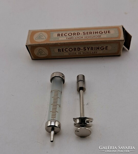 Régi üveg-fém fecskendő 5 ml Record - Mid century