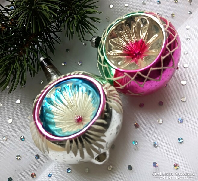 Old reflective glass sphere Christmas tree ornament 6.5-8Cm