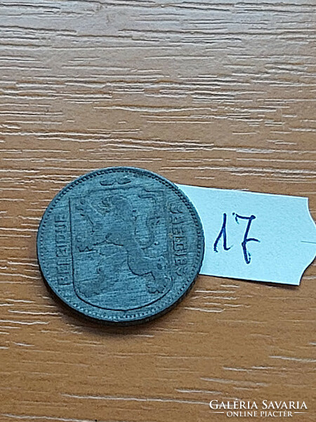 Belgium belgique - belgie 1 franc 1943 ww ii, zinc, iii. King Leopold 17