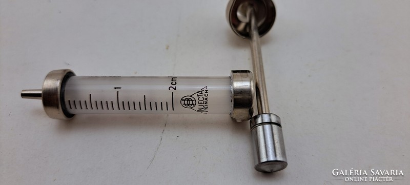 Old glass-metal syringe 2 ml record - mid century