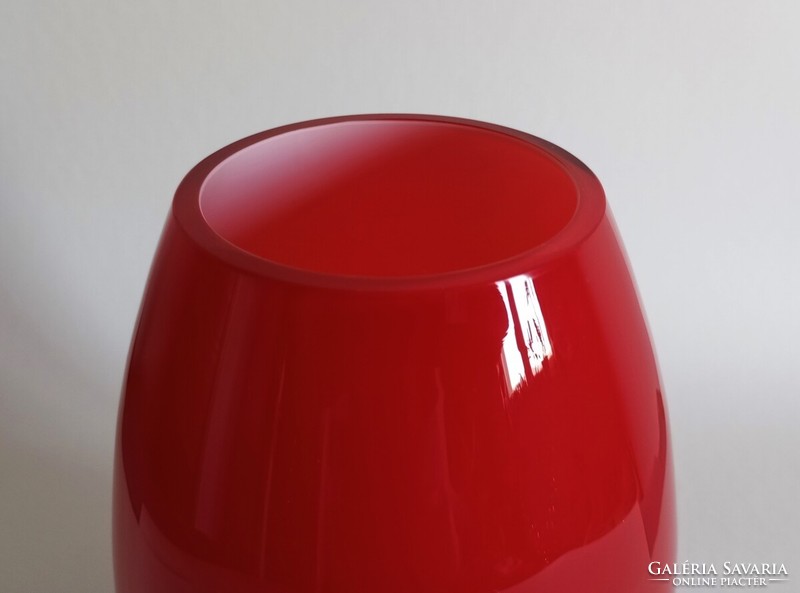 Walther Gropius bauhaus 'TAC02' Rosenthal Studio vörös/fehér üveg váza 1969, ritka