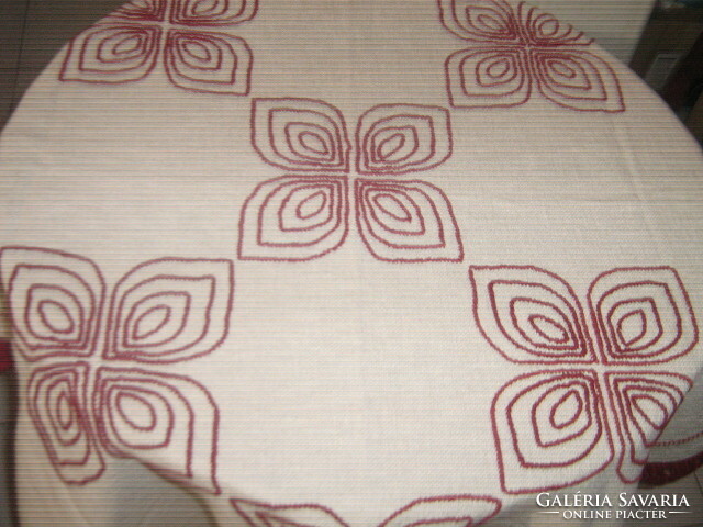 Beautiful antique handmade embroidered crocheted woven tablecloth