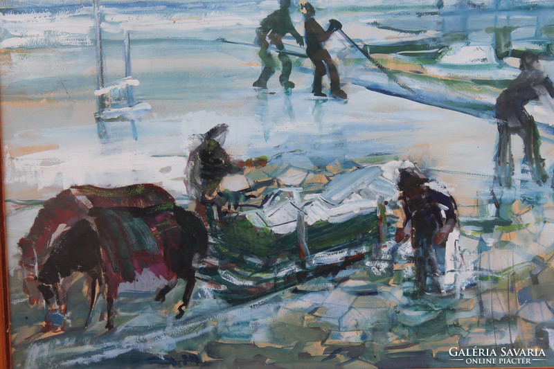 Gábor Újhelyi's painting - ice carrying
