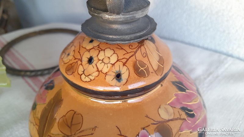 Steidl znaim historicizing table kerosene lamp with a special vaseline glass shade