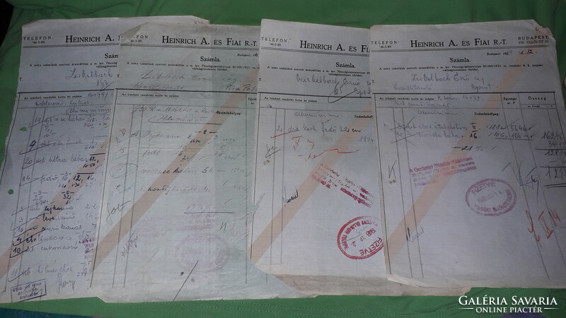 1940 cc, HEINRICH A. és FIAI R.T. vasáru kereskedés 24db kereskedelmi számla egybe a képek szerint
