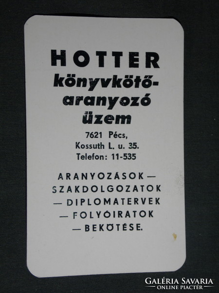 Kártyanaptár, Hotter könyvkötő aranyozó üzem, Pécs , 1983,   (4)