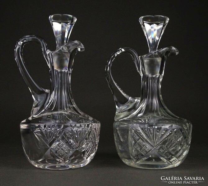 1Q054 old flawless polished oil vinegar glass pouring pair 16 cm