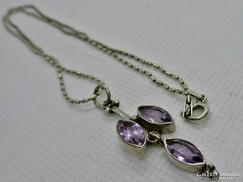 Beautiful silver necklace with genuine amethyst stones