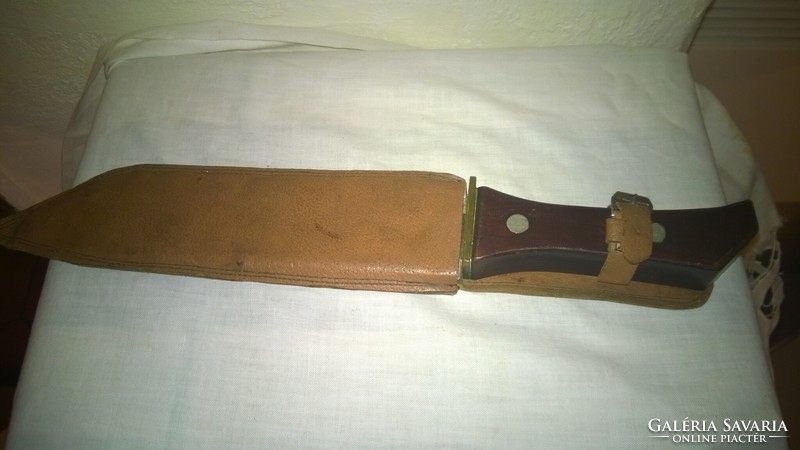 Special price! Old quality hunting knife with leather sheath, vinyl handle, 27.5 cm in excellent condition
