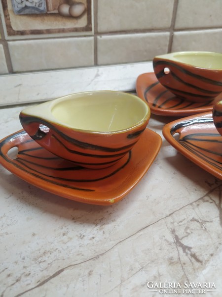 Ceramic coffee set for sale! 6 Personal full art-deco lake head coffee sets for sale!