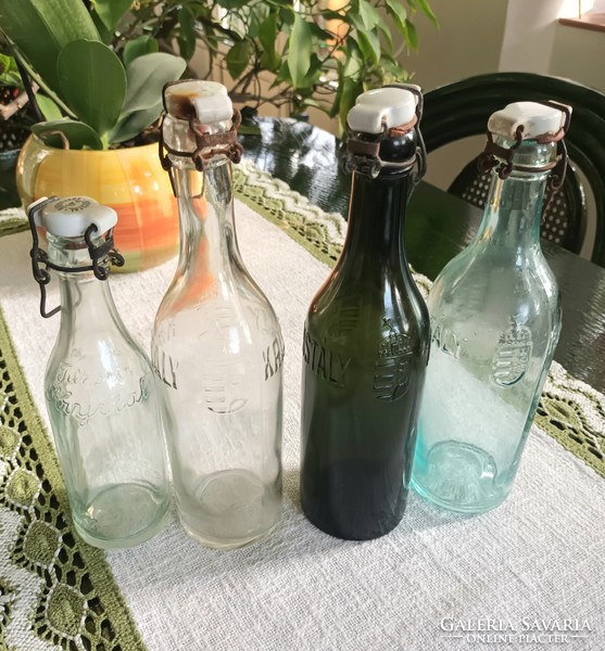 Old retro water bottles with coat of arms