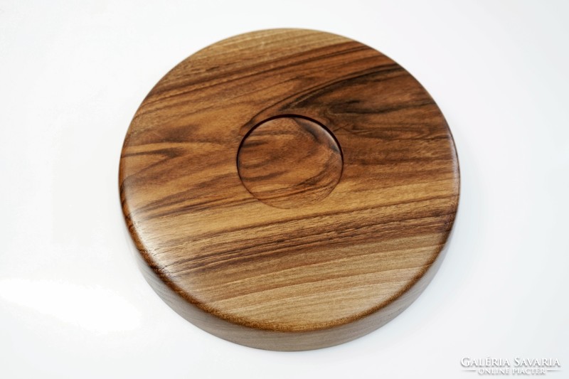 Turned wooden bread bowl / fruit tray / holder / tray / walnut wood / 25 cm