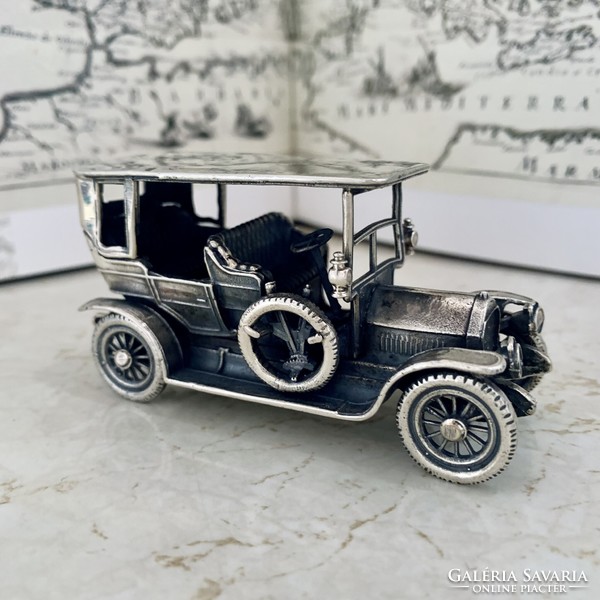 800-as ezüst Oldtimer Peugeot 1907 autó, magyar fémjellel, videó elérhető
