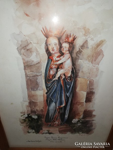Madonna a kis Jézussal, szignált jelzett nyomat