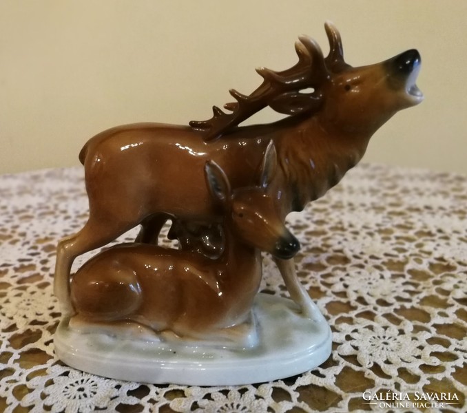 Fasold and stauch - porcelain deer and fawn couple