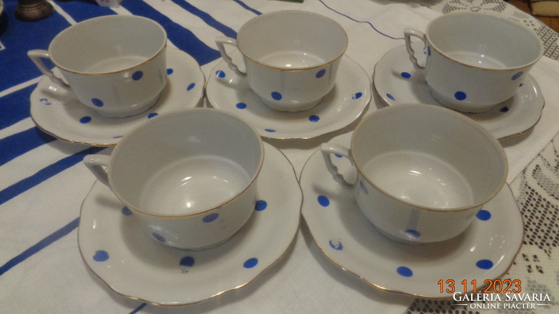 Zsolnay elf-eared, speckled, tea set from the 1950s, shield-marked