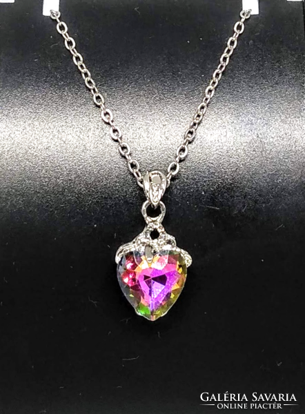 Silver-plated, mystical topaz crystal heart pendant necklace 220