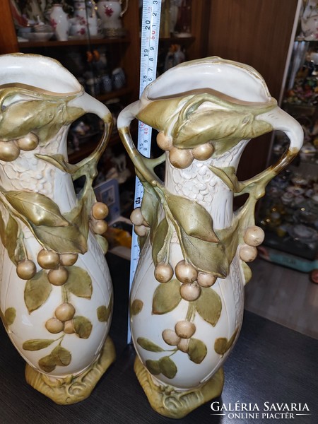 Pair of large royal dux art nouveau vases