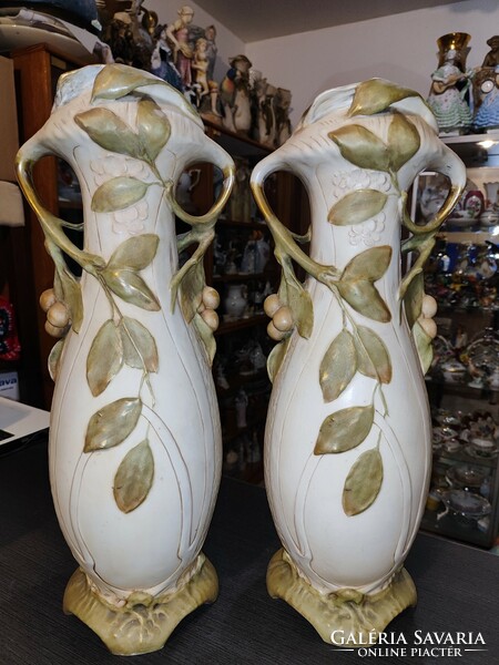 Pair of large royal dux art nouveau vases