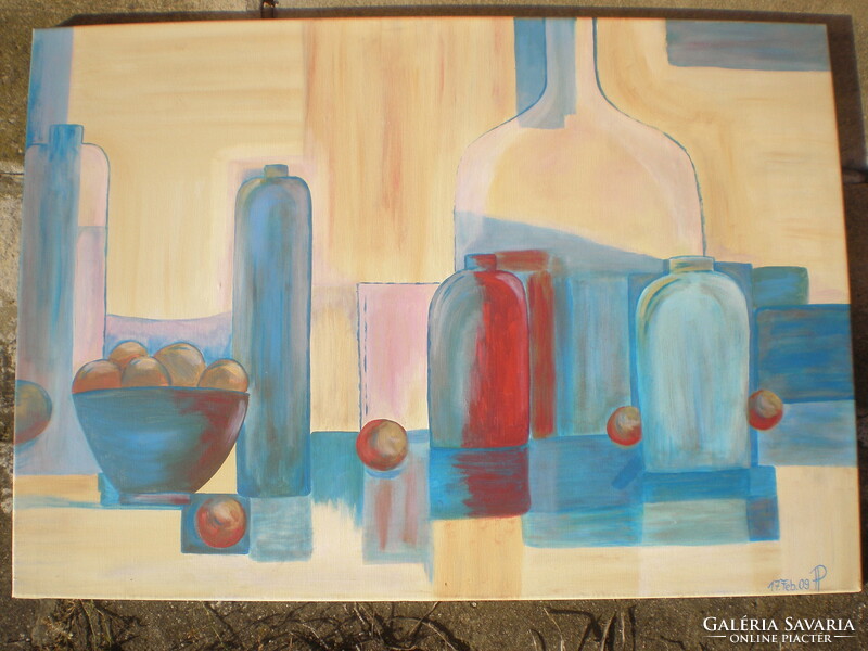 A wonderful abstract painting. Marked, 70 x 100 cm. linen,