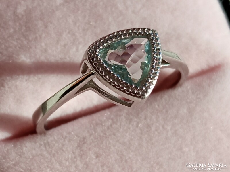 Akvamarin 925 ezüst gyűrű