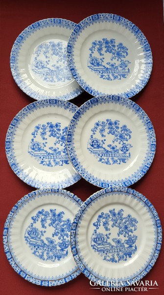 4 Bavaria china blau and 2 Askania German porcelain small plates cake plate with gold edge