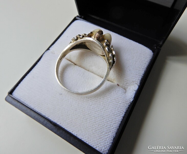 Régi Vadász aranyozott ezüst gyűrű