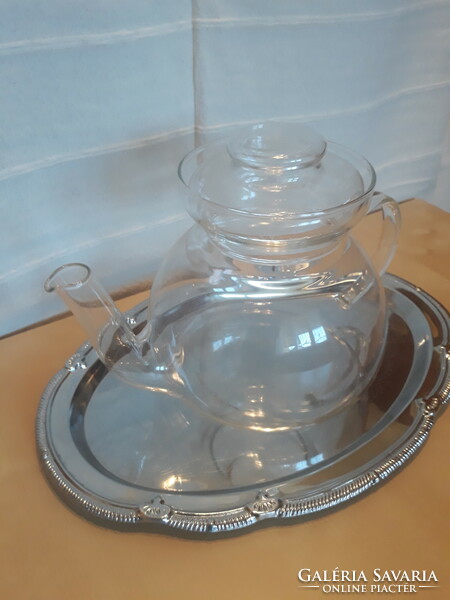 Beautifully shaped glass teapot, tea pourer, jug, jug