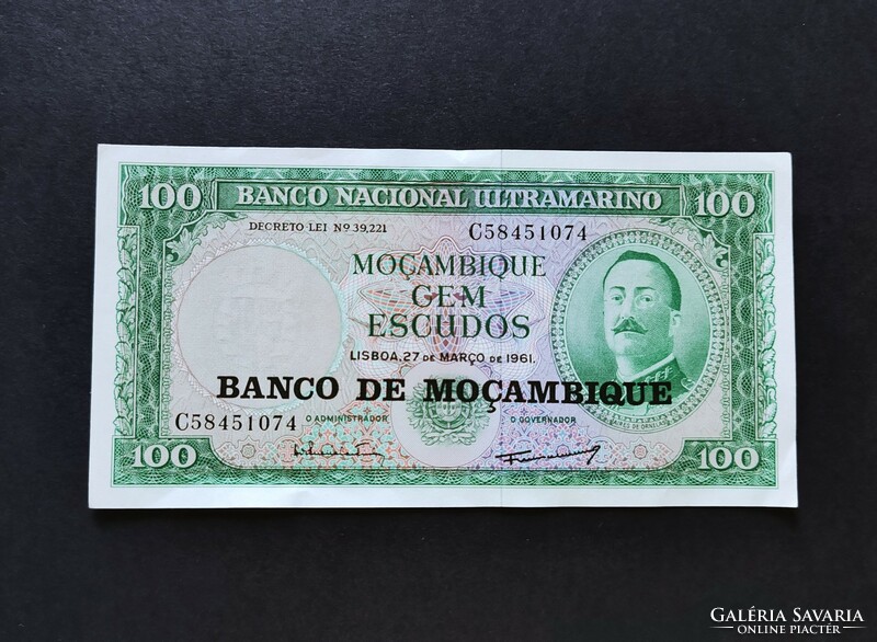 Mocambique / Mozambik 100 Escudos 1961 (I.), (1976-ban felülbélyegezve), UNC