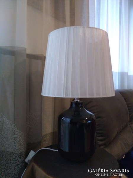 Black glass lamp with shade