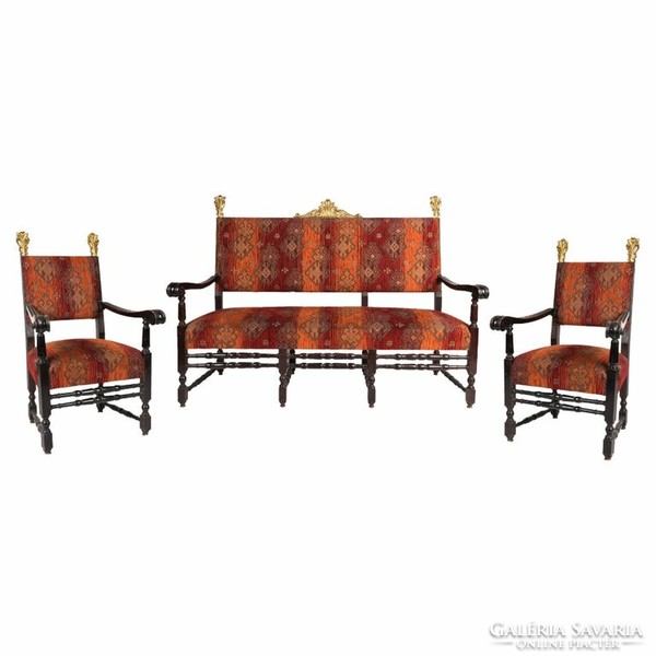 Neo-Renaissance 3-piece sofa set