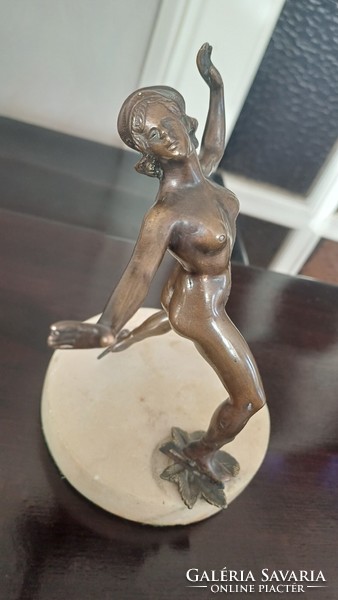 Leàraztam ! Antik Bronz Nő teljes  akt szobor   korcsolyàzik Sportolo ,erotikus