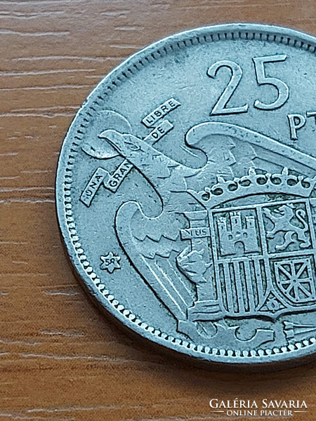 Spain 25 pesetas 1957 (58) copper-nickel, francisco franco 247